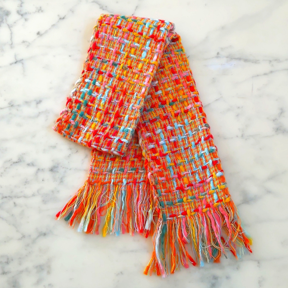 NWOT. Woman's 100% Pashmina scarf with multi color design.
